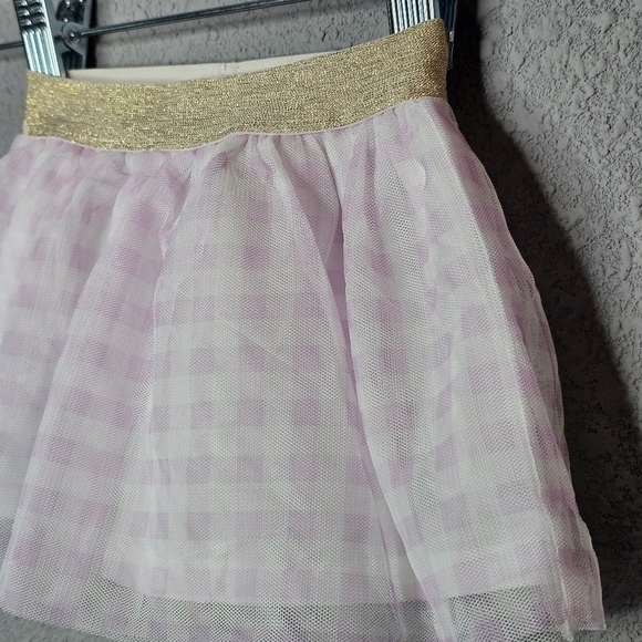 Carters Baby Girl 6 Months Lavender Gingham Tulle Skirt Spring Easter Gold Waist - Picture 2 of 5